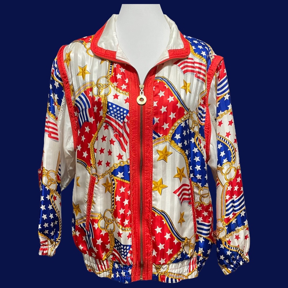 Mureli Vintage Patriotic Silk Jacket – Removeable Sleeves! - Picture 2 of 10